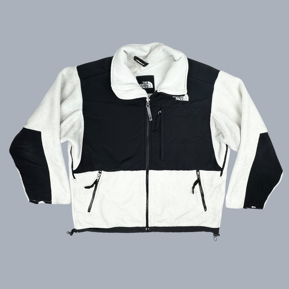North Face Denali Polartec Fleece Jacket VTG White Black Women's Large Full Zip